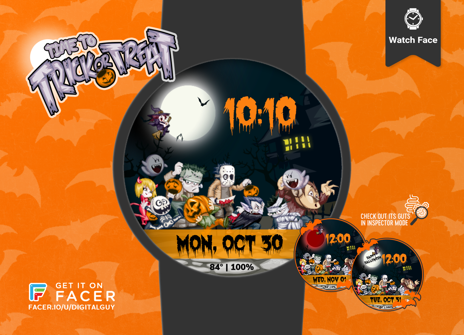 Time to Trick or Treat smartwatch face preview